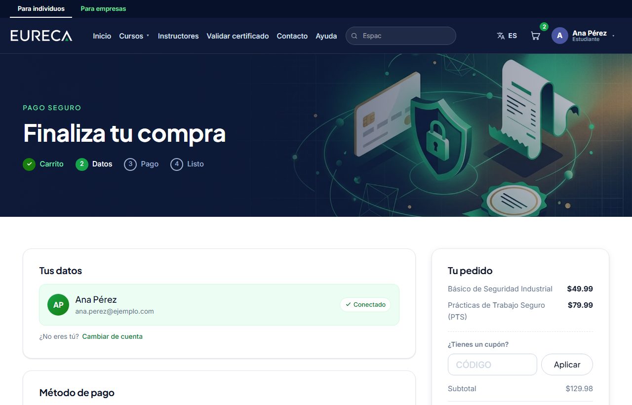 Pantalla del paso 3: Finaliza la compra